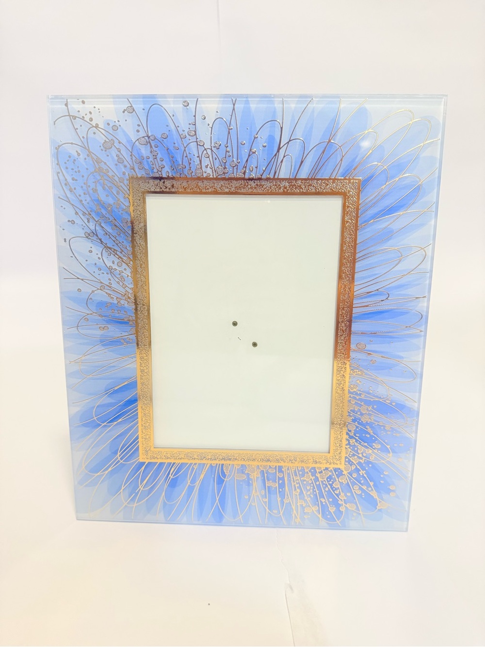 Beltrami Silver Plated Goldtone Geometric Design Picture Frame Italy